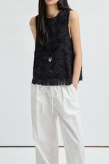 Three-Dimensional Hollow Embroidery Sleeveless Top