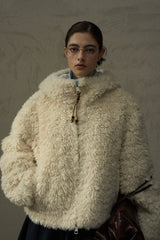 Curly Hooded Plush Jacket