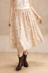 Lace Spliced Elastic Skirt