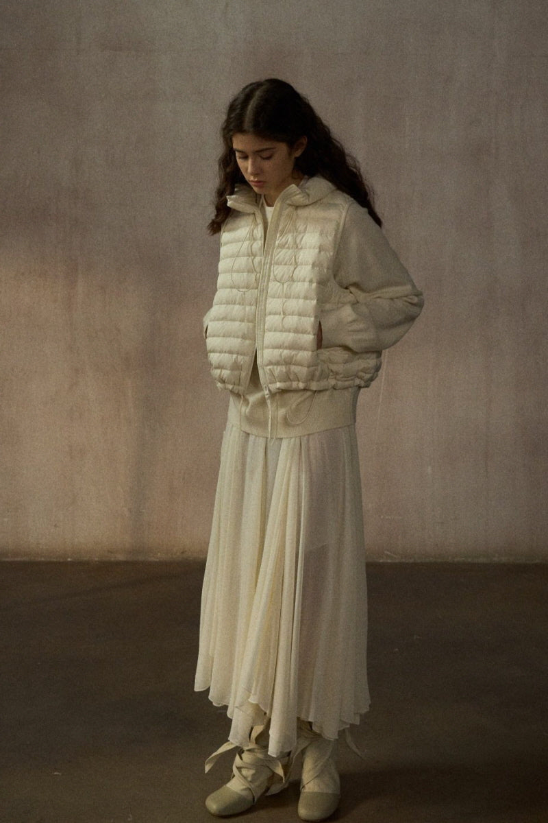 Bud-Shaped Stand-Collar Short Quilted Vest