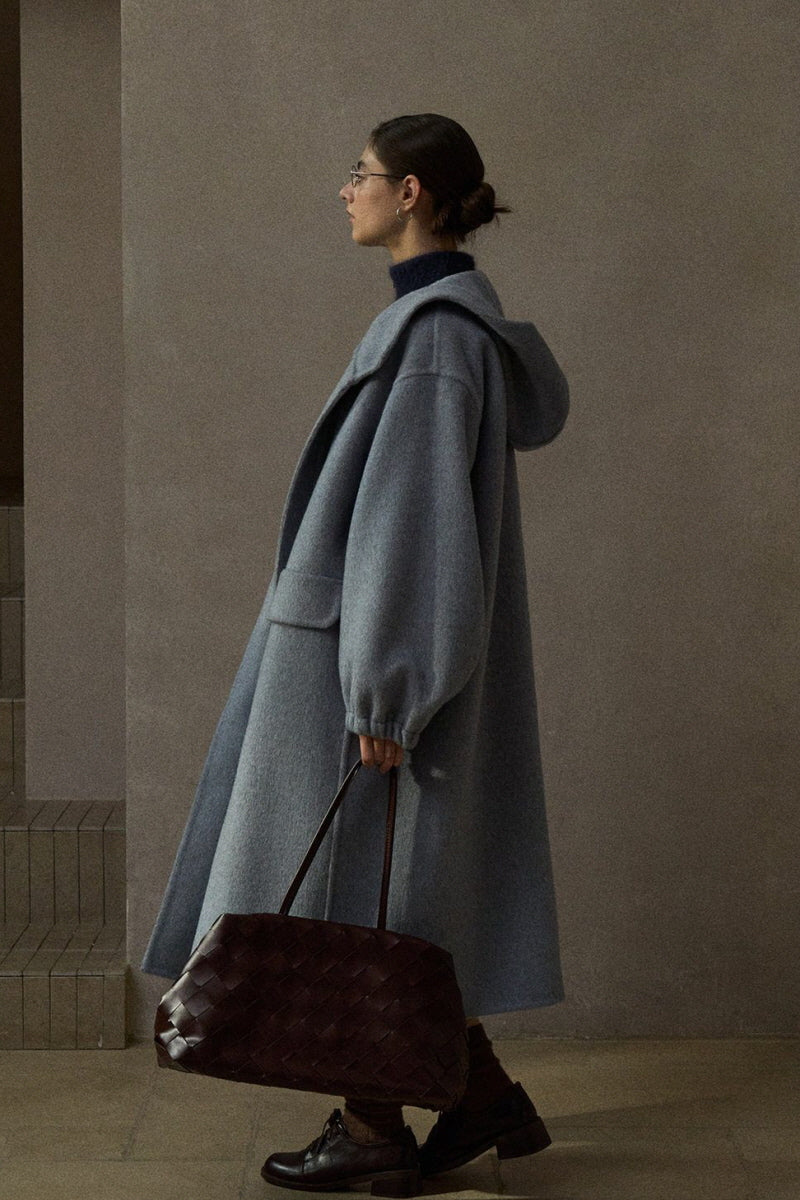 Hooded Elastic Cuff Long Coat