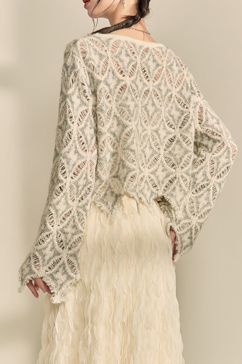 Cut-Out Woven Loose Cardigan