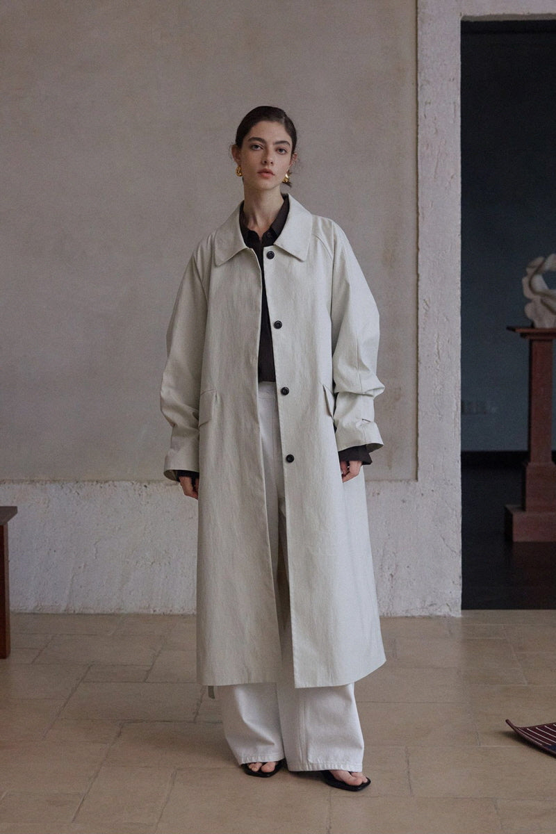 Textured Tunic Long Trench Coat