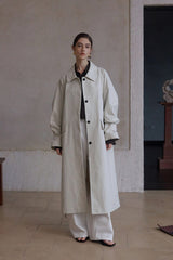 Textured Tunic Long Trench Coat