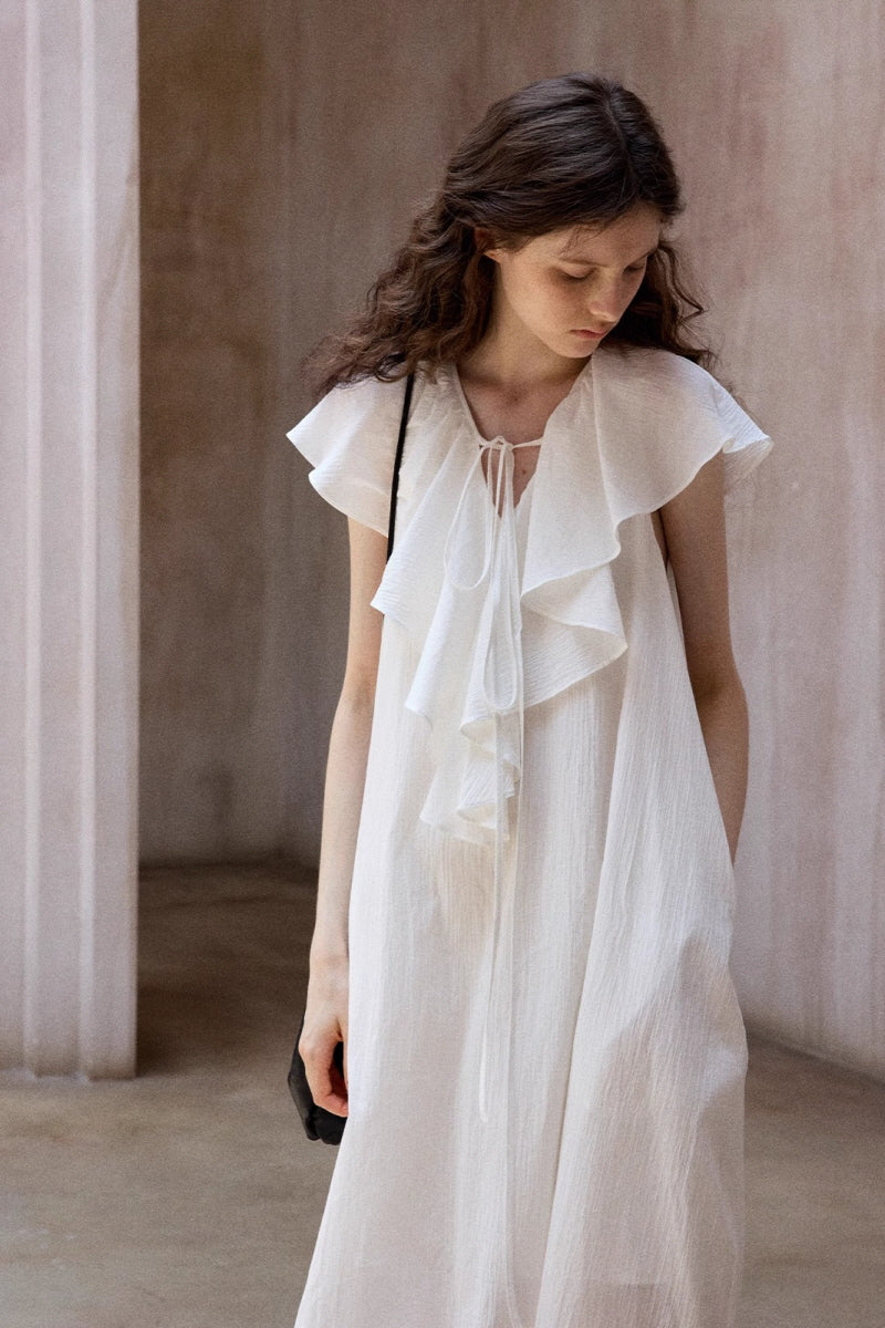 Ruffle Drape Sleeveless Dress