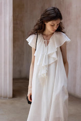 Ruffle Drape Sleeveless Dress