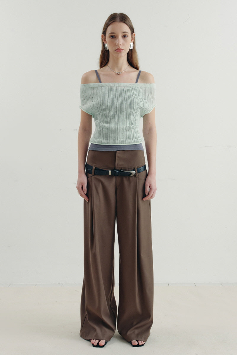 One-Shoulder Off-Shoulder Knit Two-Piece Top