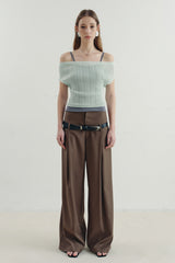 One-Shoulder Off-Shoulder Knit Two-Piece Top