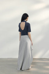 Backless Turtleneck Slim T-Shirt