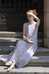 Streamer Stand Collar Sleeveless Dress