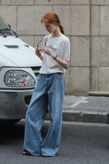 Korean High Waist Wide-Leg Jeans