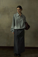 Lapel Loose Dropped Shoulder Sweatshirt