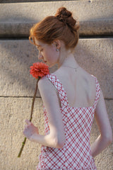 Square Neck Checkered Slip Dress
