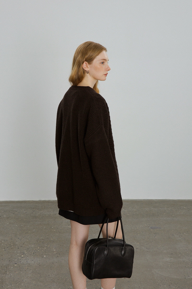 Henry Collar Cable Pullover Sweater