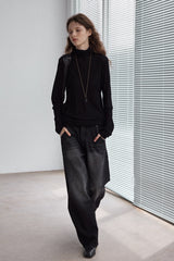 Semi-Turtleneck Knitted Sweater