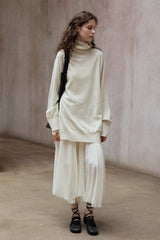 Lazy Turtleneck Asymmetrical Pullover Top