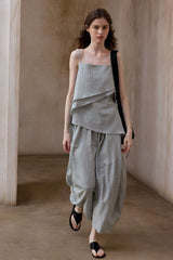 Striped Irregular Suspender Top