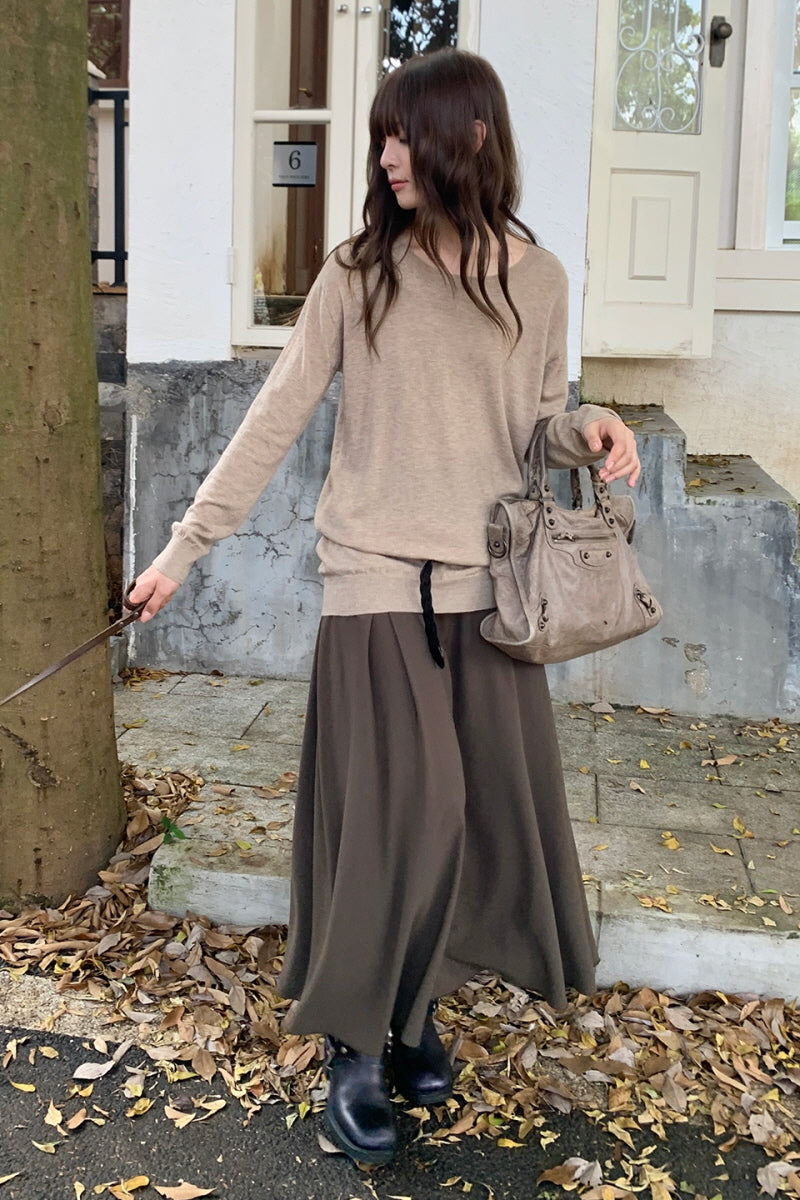 Flowy High-Waist Drape Skirt