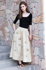 Three-Dimensional A-Line Long Skirt