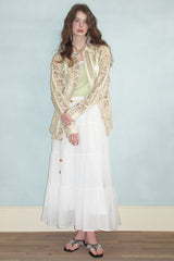 Tiered Pleated Sheer Maxi Skirt