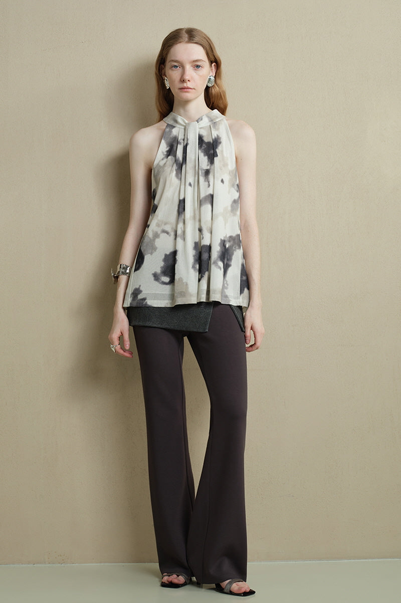 Twisted Pleated Halterneck Vest