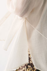Lace-Up Dropped-Shoulder Long Sleeve Shirt