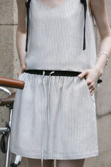 Striped High-Waist Relaxed Shorts