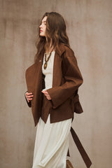 Stand-Up Collar Cropped Trench Coat