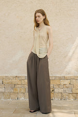 Asymmetrical Draped Pleated Knit Vest