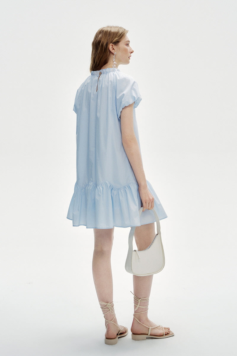 Round Neck Puff Sleeve Loose Dress