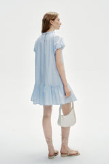 Round Neck Puff Sleeve Loose Dress