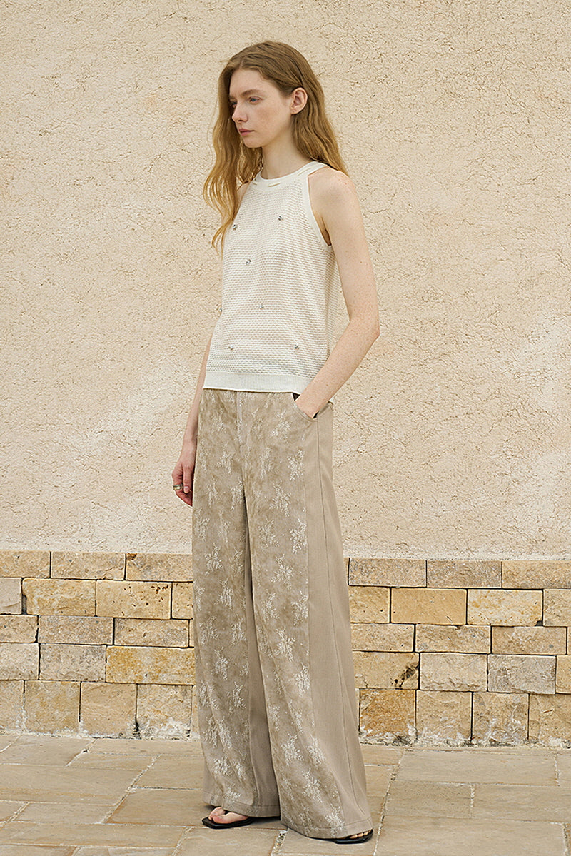 Cut-Out Panelled Straight-Leg Trousers