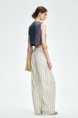 High-Waisted Curved Wide-Leg Pants