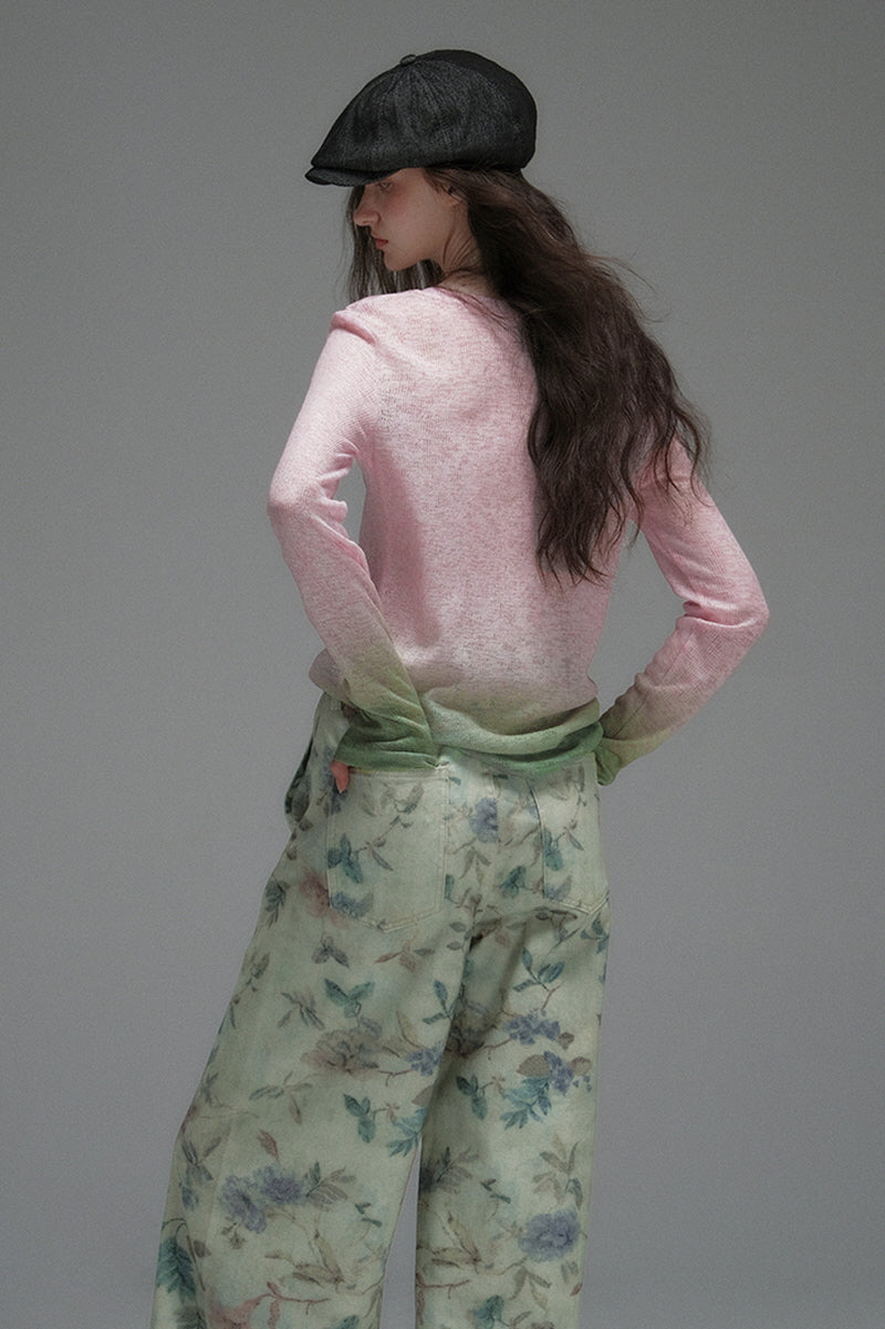Gradient Print Long Sleeve T-Shirt