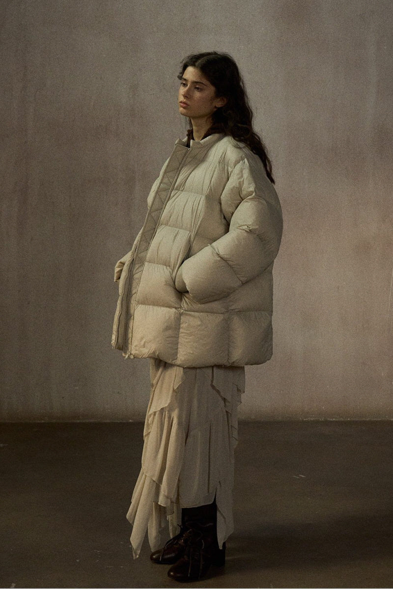 Quilted Crew Neck Down Jacket