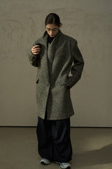 Textured Herringbone Lapel Coat