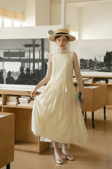 Ribbon Waist Sequin Flower Sleeveless Dress