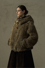 Curly Hooded Plush Jacket