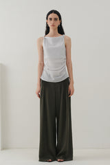 Pleated Collar Sleeveless Vest