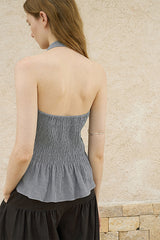 Ruffle Halterneck Backless Vest