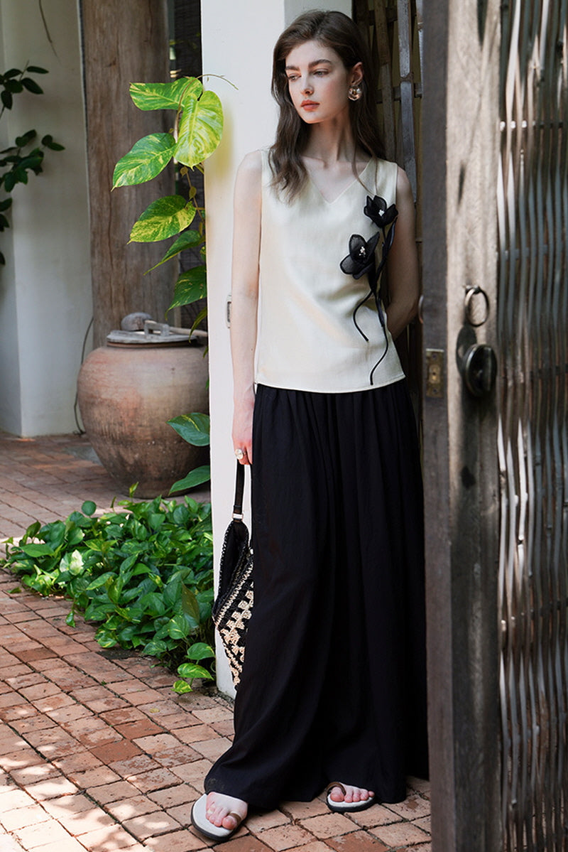 Pleated Wide-Leg Trousers