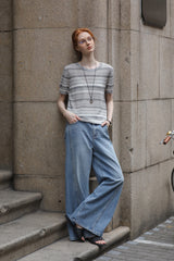 Korean High Waist Wide-Leg Jeans