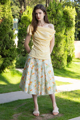 Vintage Pleated A-Line Umbrella Skirt