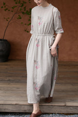 Embroidered Loose Long Dress