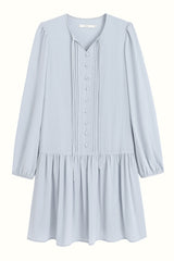 V-Neck Puff Sleeve Tie Waist Long Dress