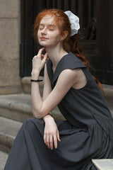 Big Lapel Sleeveless Dress