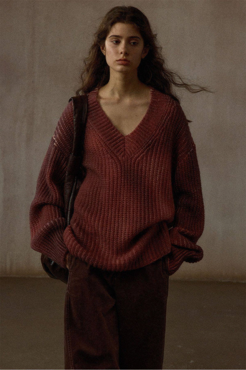 Spray-Painted V-Neck Pullover