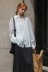 Ruffle Trim Loose Fit Shirt