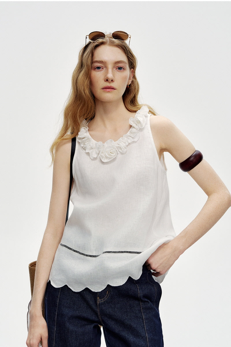Three-Dimensional Petal Vest Top