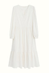 Tie-Waist Cake Hem Long Sleeve Dress